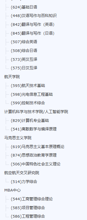 南京航空航天大学2021年硕士研究生考试参考书目