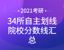 2021考研分数线：34所自主划线院校分数线汇总