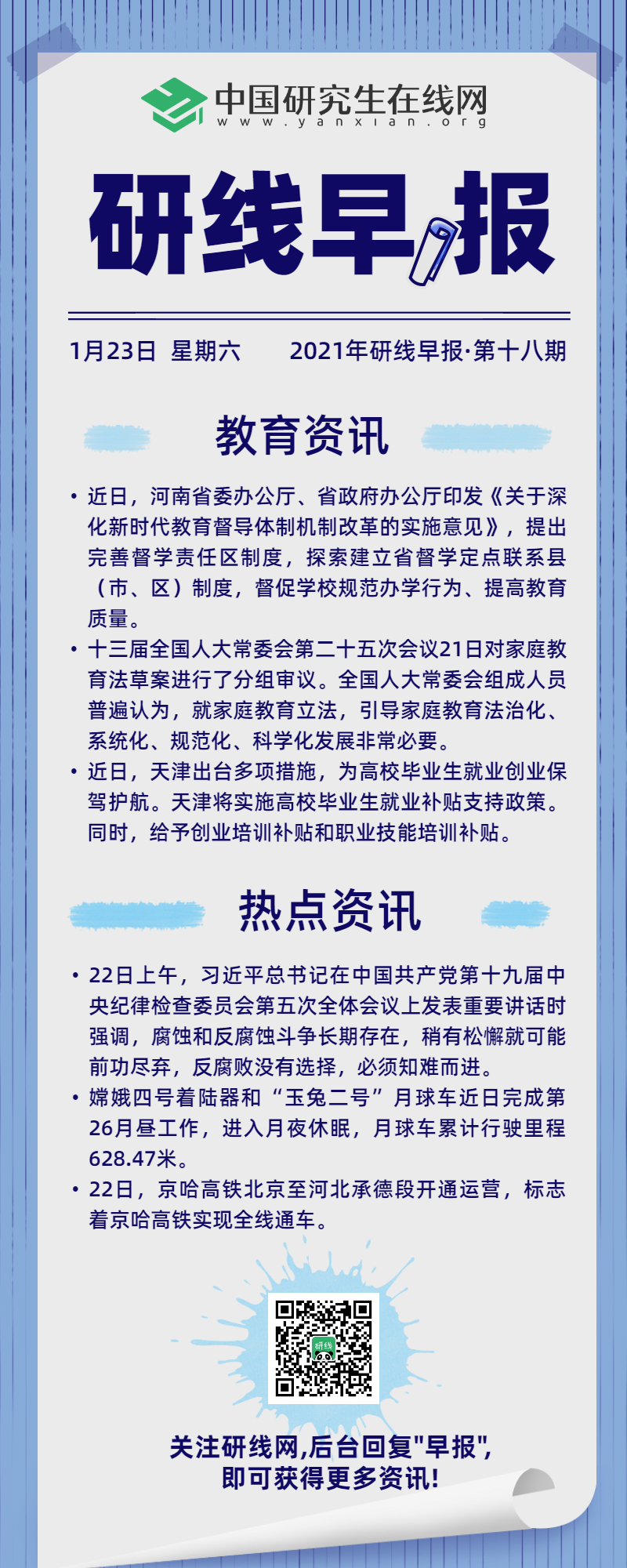 【2021年研线早报·第十八期】1月23日