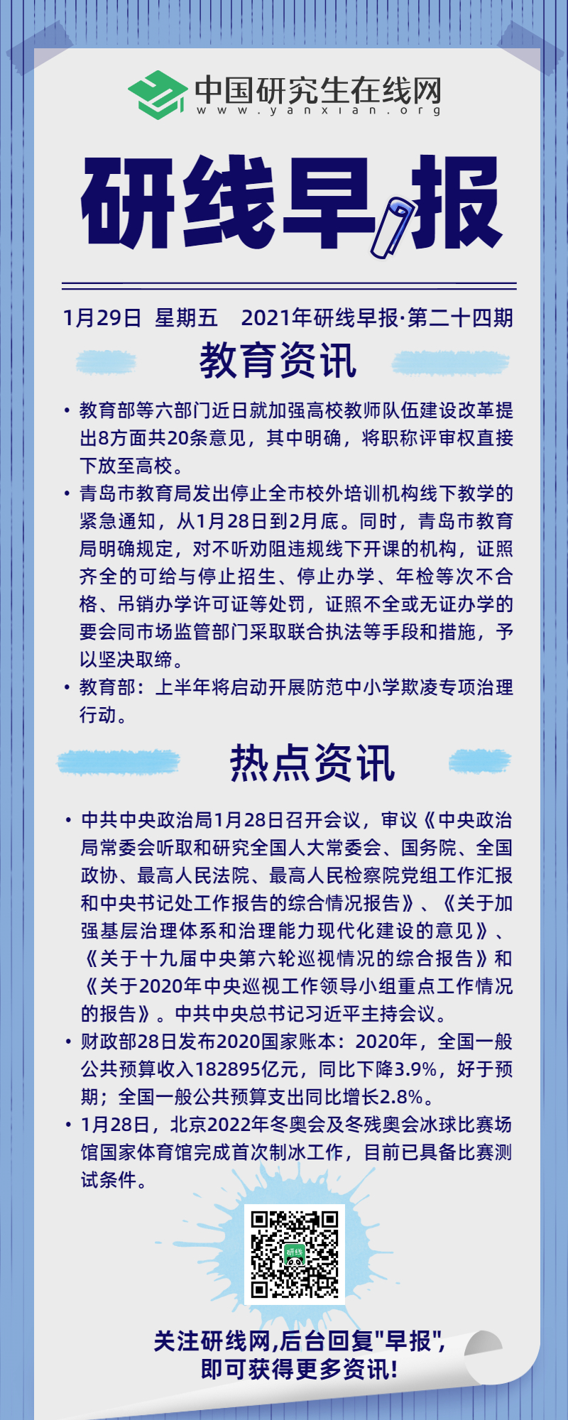 【2021年研线早报·第二十四期】1月29日